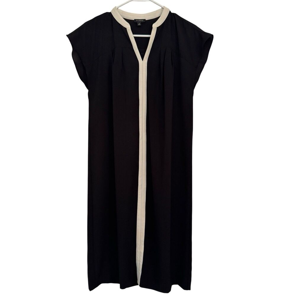 Talbots Woman Dress Size 6 Black Ivory Classic Sheath Nwt $169 Staple Minimalist